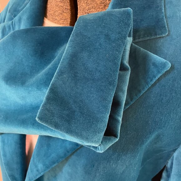VTG GEORGE TEAL COTTON VELVET SIZE 16 JACKET WITH JEWELED BUTTONS - Picture 4 of 9